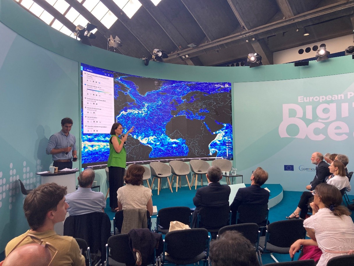 European efforts to build digital ocean representations were presented at UNOC3’s green zone in the European Digital Ocean Pavilion (credits: Paul Dunshirn)