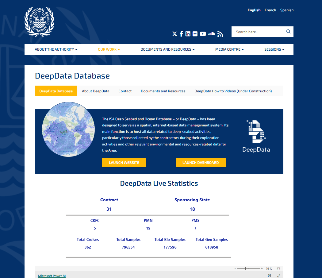 Figure 2: Landing page of the DeepData database: https://isa.org.jm/deepdata-database/