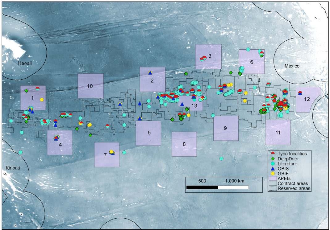 Figure 3: All geolocated published records of metazoan species in the Clarion Clipperton Zone from DeepData, other public databases, and the broader scientific literature. From a comprehensive 2023 study by Rabone et al.